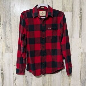 Hollister Red Black Button Down Flannel Shirt